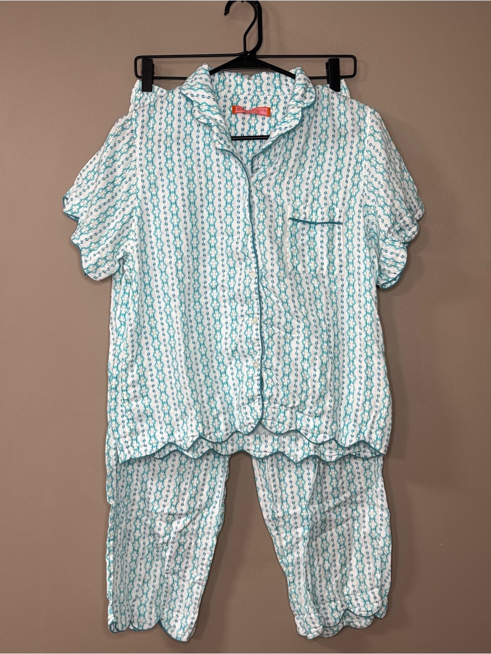 Brooks Avenue Teal & White Printed Women's Pajama Set